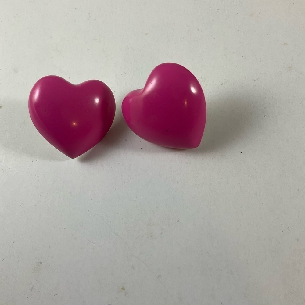 Vintage Pierced Earrings Bundle Pink Green Burgundy Large Button Hearts 4 Pairs - Picture 3 of 11